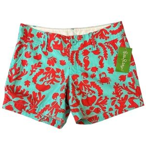 NWT Lilly Pulitzer Womens Shorely Blue Callahan Short Don't Be Shellfish Size 00